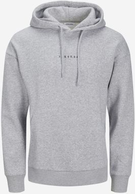 Mikiny s kapucou pre mužov Jack & Jones - svetlosivá