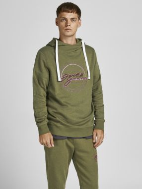 Mikiny s kapucou pre mužov Jack & Jones - kaki