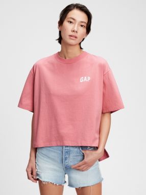 GAP ružové tričko Logo Boxy Step Hem
