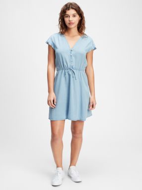 GAP modré letné šaty v-ss fltr slv dress