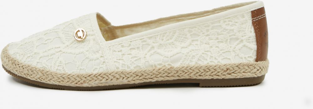 Krémové dámske krajkové espadrilky Tom Tailor