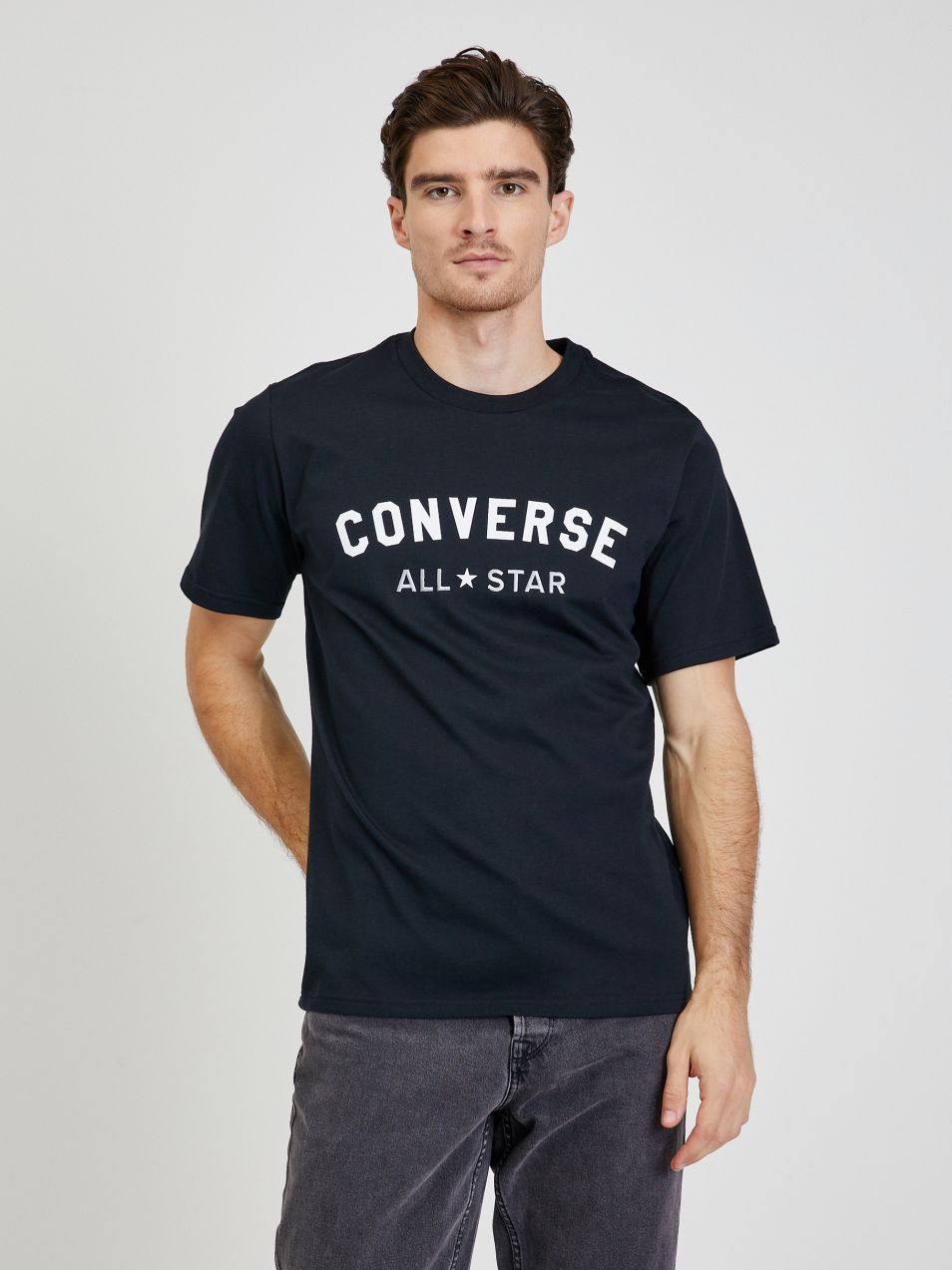 Tričká s krátkym rukávom pre mužov Converse - čierna