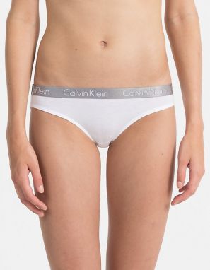 Calvin Klein biele nohavičky so striebornou gumou Bikini Slip