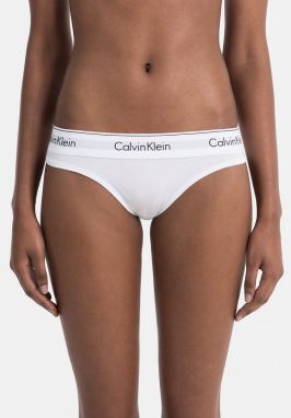 Calvin Klein biele tangá s bielou širokou gumou Thong Strings