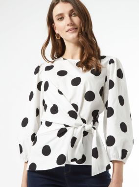 Biela bodkovaná blúzka Dorothy Perkins