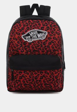 Čierno-červený batoh s leopardím vzorom VANS 22 l