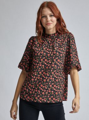 Červeno-čierna kvetovaná blúzka Dorothy Perkins