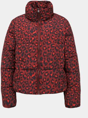 Vínová zimná bunda s leopardím vzorom Jacqueline de Yong Erica