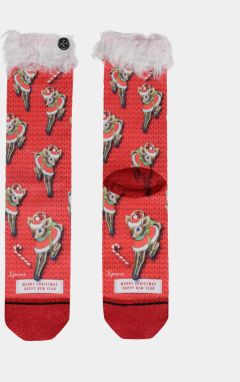 Červené dámske ponožky s vianočným motívom XPOOOS