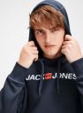 Tmavomodrá mikina s potlačou a kapucňou Jack & Jones Corp galéria