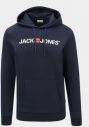 Tmavomodrá mikina s potlačou a kapucňou Jack & Jones Corp galéria