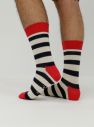 Pruhované ponožky v červenej, bielej a čiernej farbe Happy Socks Stripe galéria