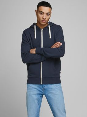 Jack & Jones modré pánska mikina Holmen s kapucňou basic