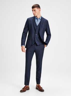 Tmavomodré oblekové nohavice s prímesou vlny Jack & Jones Laris galéria