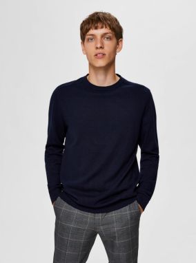 Selected Homme modré pánsky basic sveter Berg