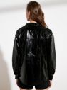 Čierna lesklá bunda s vreckami Trendyol galéria