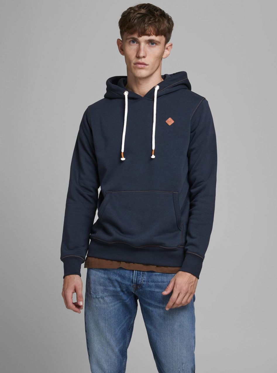 Jack & Jones modré pánska mikina s kapucňou