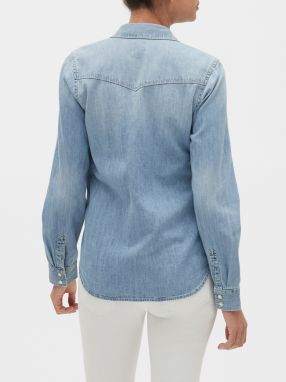 GAP modré denimová dámska košeľa v-denim wstrn shrt lt sunshine galéria