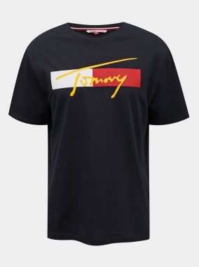 Tommy Hilfiger modré pánske tričko Drop Shoulder Tee s logom