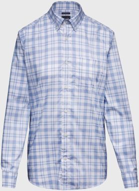 GAP modré pánska košeľa performance poplin shirt in slim fit