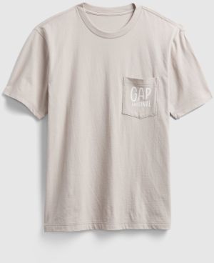GAP sivé pánske tričko Logo pocket t-shirt galéria
