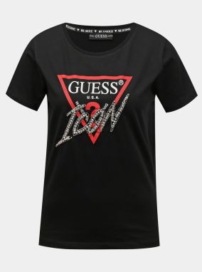 Guess čierne tričko Icon Logo T-shirt