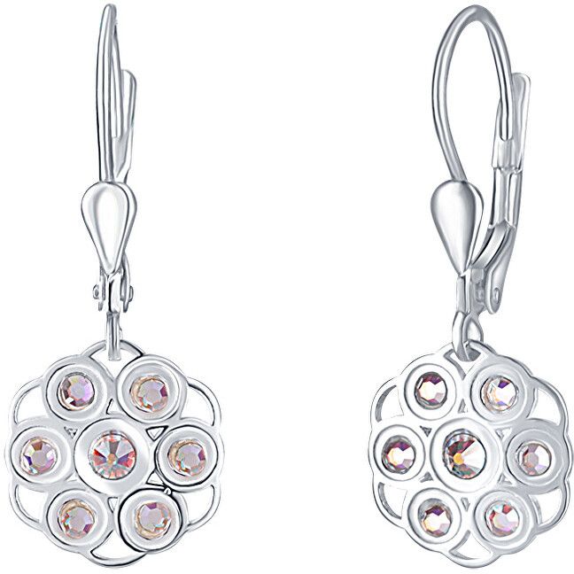 Praqia Jewellery Kvetinové strieborné náušnice s kryštálmi Emma NA6089_RH