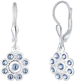 Praqia Jewellery Strieborné kvetinové náušnice s modrými kryštálmi Mia NA6087_RH