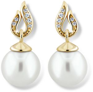 Cutie Jewellery Pôsobivé perlové náušnice zo žltého zlata Z6397-3125-10-X-1