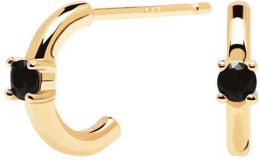 PDPAOLA Minimalistické pozlátené náušnice zo striebra Black Solitary Gold AR01-335-U