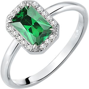 Morellato Trblietavý strieborný prsteň so zeleným kamienkom Tesoro SAIW76 52 mm