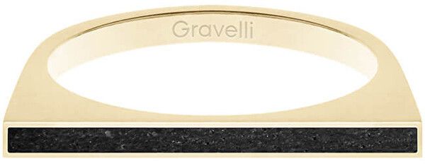 Gravelli Oceľový prsteň s betónom One Side zlatá / antracitová GJRWYGA121 50 mm