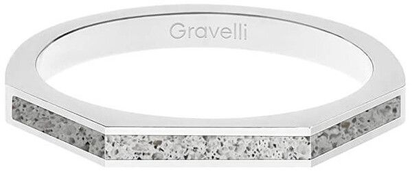 Gravelli Oceľový prsteň s betónom Three Side oceľová / sivá GJRWSSG123 50 mm