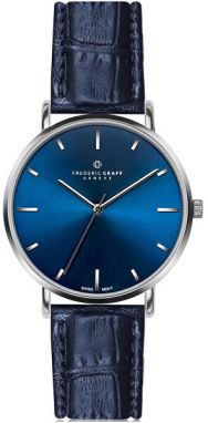 Frederic Graff Silver Mont Fort Croco Blue Leather FBJ-B038S