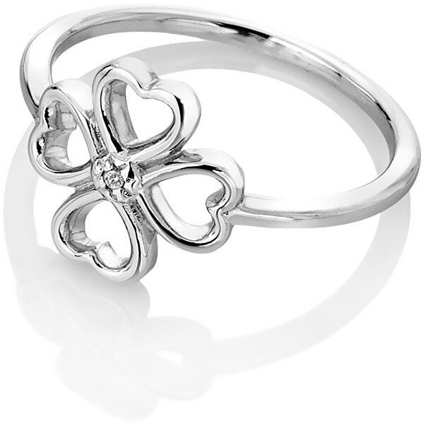 Hot Diamonds Strieborný čtyřlístkový prsteň s diamantom Lucky in Love DR215 51 mm