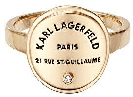 Karl Lagerfeld Štýlový pozlátený prsteň s výrazným logom 554530 52 mm