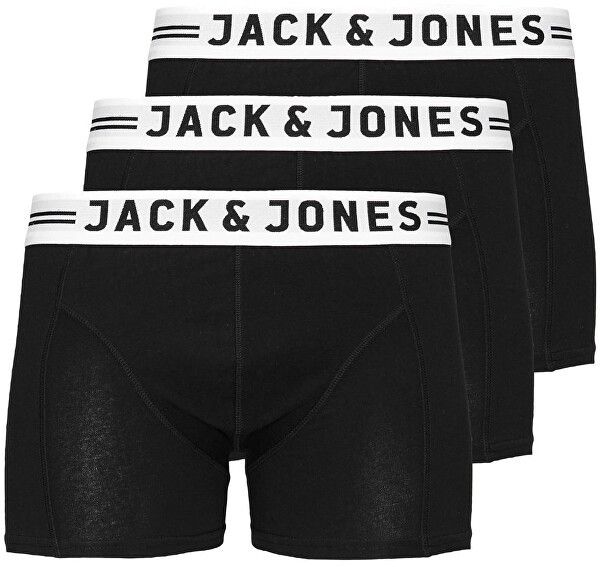 Jack&Jones 3 PACK - pánske boxerky JACSENSE 12081832 Black L