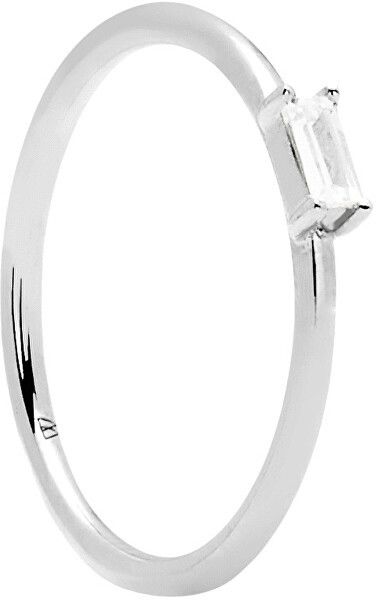 PDPAOLA Minimalistický prsteň zo striebra s trblietavým zirkónom AMANI Silver AN02-146 50 mm