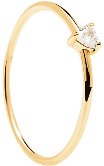 PDPAOLA Minimalistický pozlátený prsteň so srdiečkom White Heart Gold AN01-223 50 mm