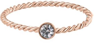 Troli Pozlátený kroucený prsteň z ocele s čírym zirkónom Rose zlaté 50 mm