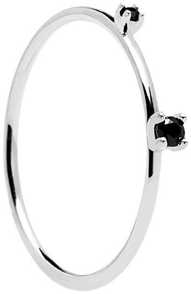 PDPAOLA Strieborný prsteň s čiernymi zirkónmi BLACK KITA Silver AN02-131 50 mm
