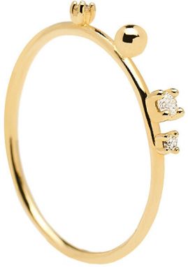 PDPAOLA Elegantný pozlátený prsteň so zirkónmi KAYA Gold AN01-127 50 mm