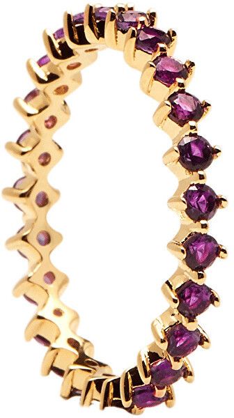PDPAOLA Nežný pozlátený prsteň so zirkónmi VIOLET BIRD Gold AN01-136 50 mm