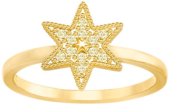 Swarovski Luxusné pozlátený prsteň hviezda 5269948 55 mm
