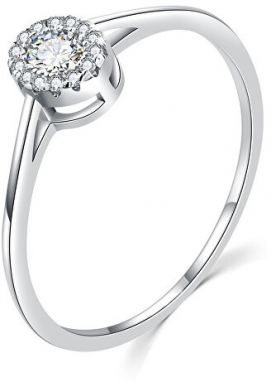 MOISS Luxusný strieborný prsteň s čírymi zirkónmi R00020 49 mm