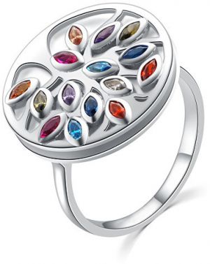 MOISS Originálne strieborný prsteň s farebnými zirkónmi R00021 62 mm