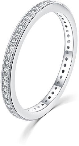 MOISS Minimalistický strieborný prsteň so zirkónmi R00020 44 mm