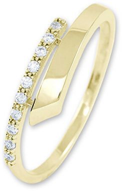 Brilio Nežný dámsky prsteň zo žltého zlata s kryštálmi 229 001 00857 51 mm