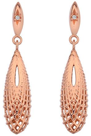 Hot Diamonds Elegantný bronzové náušnice s diamantmi Quest Filigree Teardrop DE656