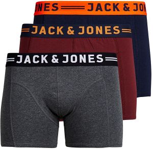 Jack&Jones 3 PACK - pánske boxerky JACLICHFIELD 12113943 Burgundy M